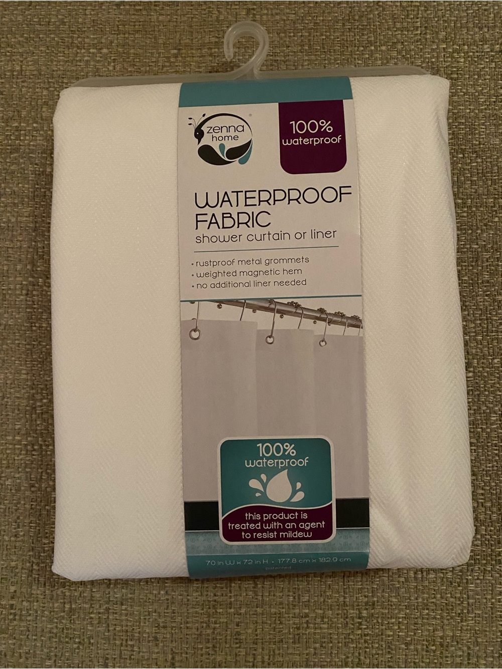 White Waterproof Fabric Shower Curtain or Liner